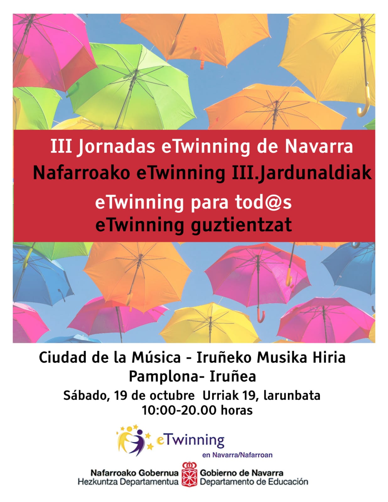Recordatorio-III Jornadas eTwinning en Navarra, plazo tope de inscripción: 14 de octubre