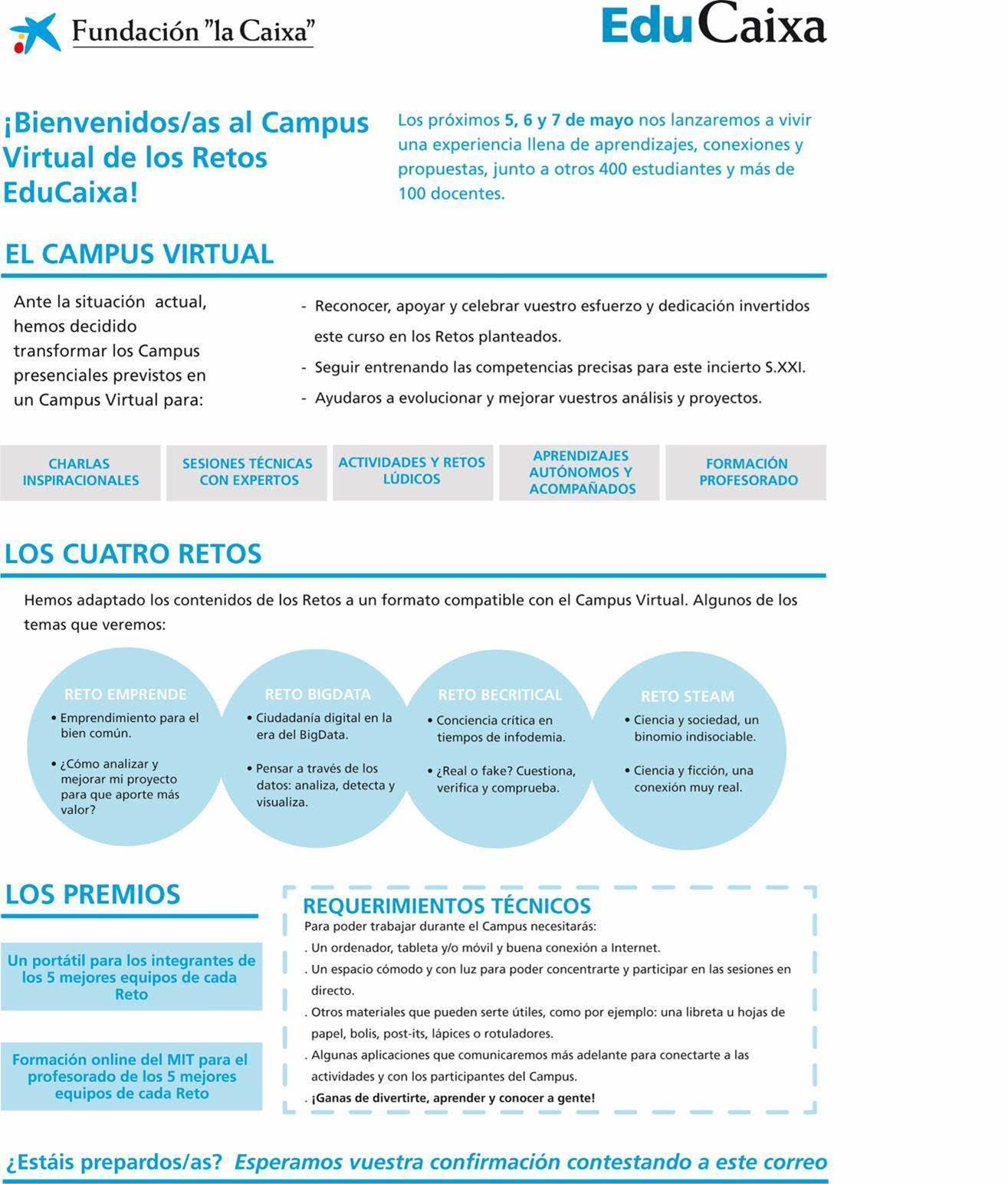 Estudiantes de 1º de Grado Medio de la EASDi Corella, entre los ganadores de la primera fase del Reto Big Data 2020 de la Fundación La Caixa