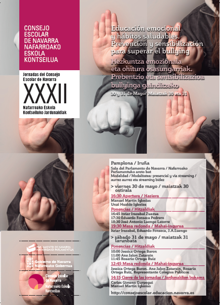 El Consejo Escolar de Navarra reflexionará con expertos sobre prevención y sensibilización para superar el bullying en las jornadas convocadas los días 30 y 31 de mayo